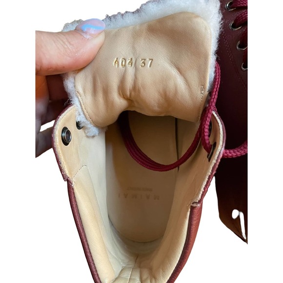 MaiMai Womens Leather High Top Trainer Sneakers Lace-Up Size 6US Burgundy - Picture 8 of 8